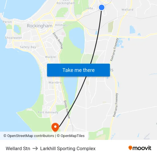 Wellard Stn to Larkhill Sporting Complex map