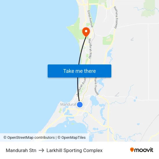 Mandurah Stn to Larkhill Sporting Complex map