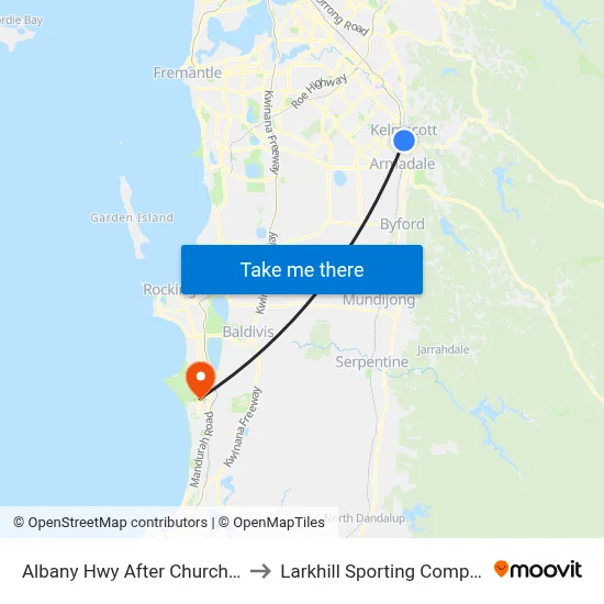 Albany Hwy After Church St to Larkhill Sporting Complex map