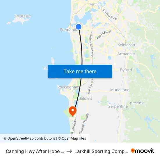 Canning Hwy After Hope Rd to Larkhill Sporting Complex map