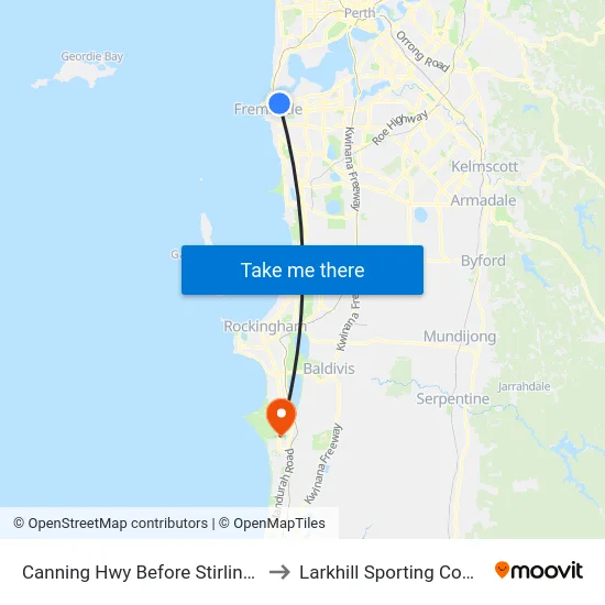 Canning Hwy Before Stirling Hwy to Larkhill Sporting Complex map