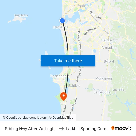 Stirling Hwy After Wellington St to Larkhill Sporting Complex map