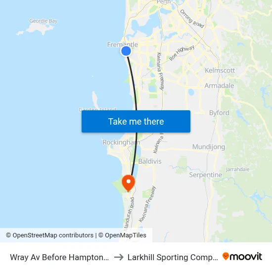 Wray Av Before Hampton Rd to Larkhill Sporting Complex map