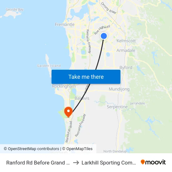 Ranford Rd Before Grand Bvd to Larkhill Sporting Complex map
