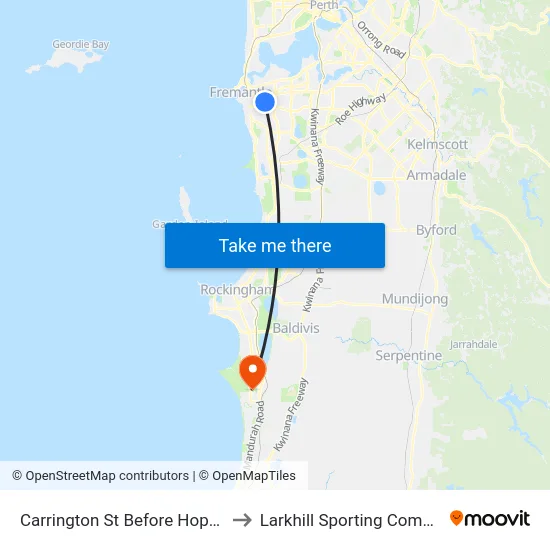 Carrington St Before Hope St to Larkhill Sporting Complex map