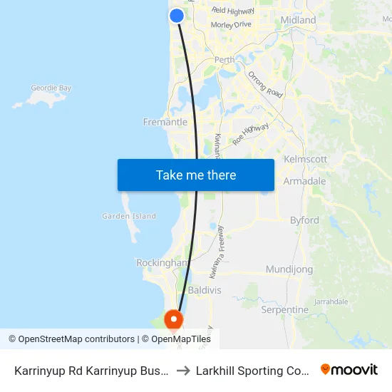 Karrinyup Rd Karrinyup Bus Depot to Larkhill Sporting Complex map