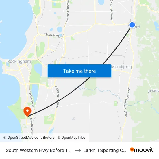 South Western Hwy Before Thomas Rd to Larkhill Sporting Complex map