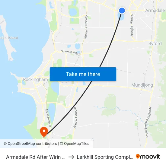 Armadale Rd After Wirin Rd to Larkhill Sporting Complex map