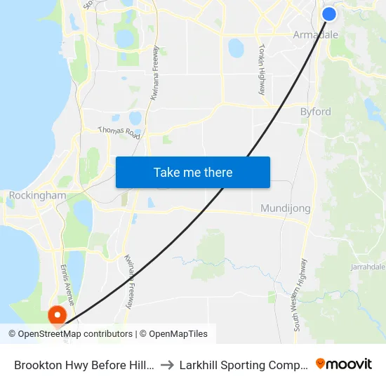 Brookton Hwy Before Hill St to Larkhill Sporting Complex map