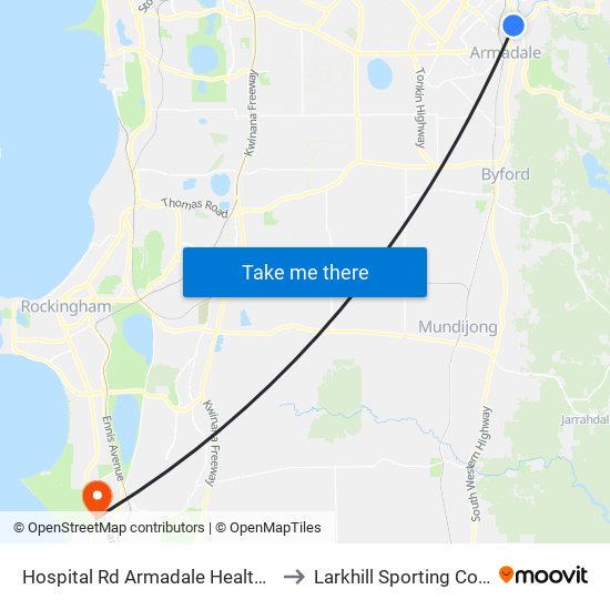 Hospital Rd Armadale Health Service to Larkhill Sporting Complex map