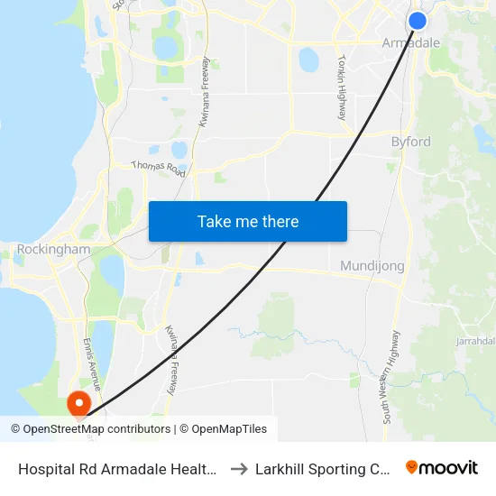 Hospital Rd Armadale Health Service to Larkhill Sporting Complex map