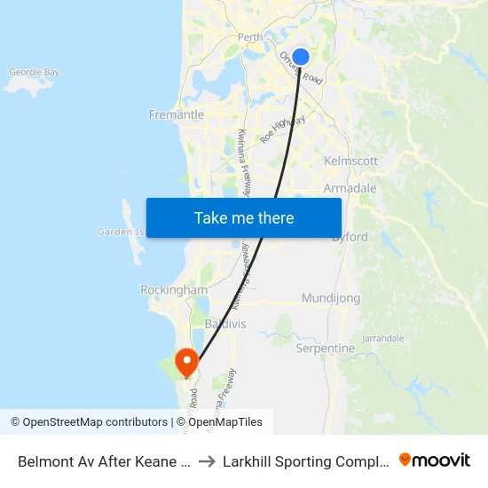 Belmont Av After Keane St to Larkhill Sporting Complex map