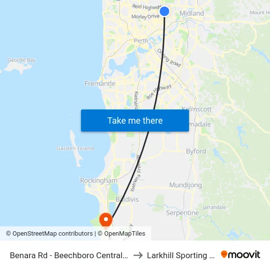 Benara Rd - Beechboro Central Shopping Ctr to Larkhill Sporting Complex map