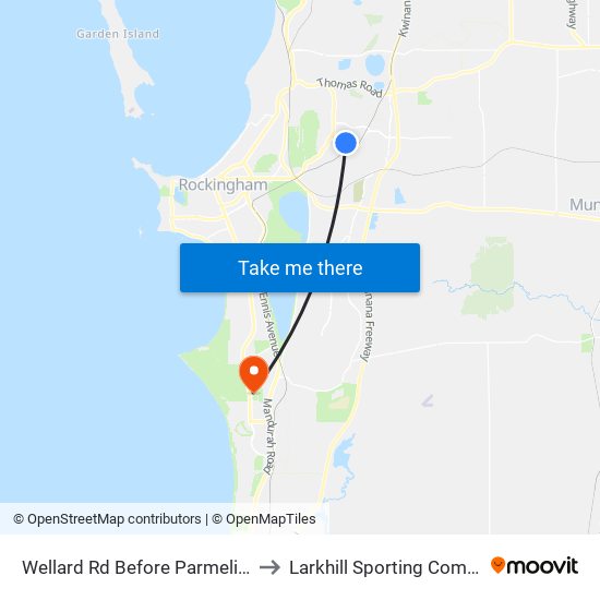 Wellard Rd Before Parmelia Av to Larkhill Sporting Complex map