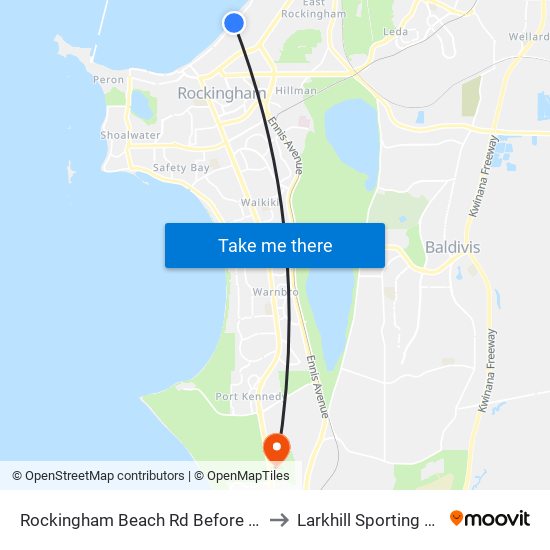 Rockingham Beach Rd Before Governor Rd to Larkhill Sporting Complex map