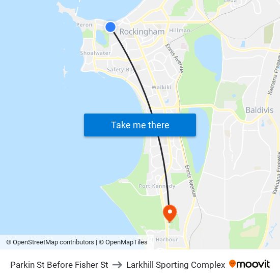 Parkin St Before Fisher St to Larkhill Sporting Complex map