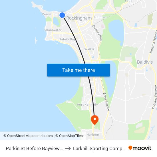 Parkin St Before Bayview St to Larkhill Sporting Complex map