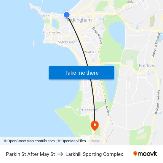 Parkin St After May St to Larkhill Sporting Complex map