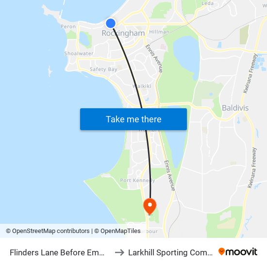 Flinders Lane Before Emma St to Larkhill Sporting Complex map