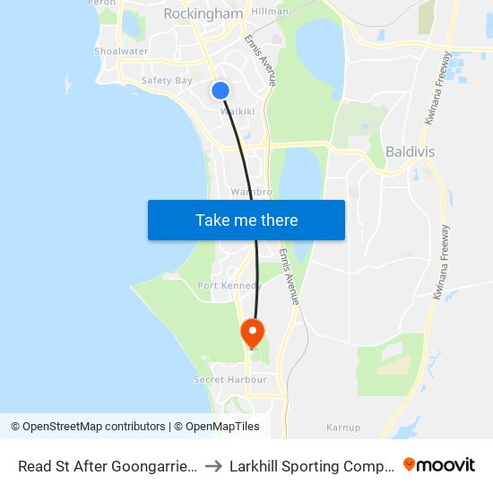 Read St After Goongarrie Dr to Larkhill Sporting Complex map