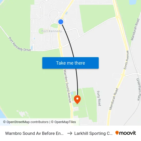 Warnbro Sound Av Before Endeavour Dr to Larkhill Sporting Complex map