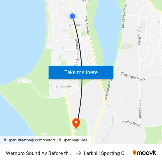 Warnbro Sound Av Before the Avenue to Larkhill Sporting Complex map