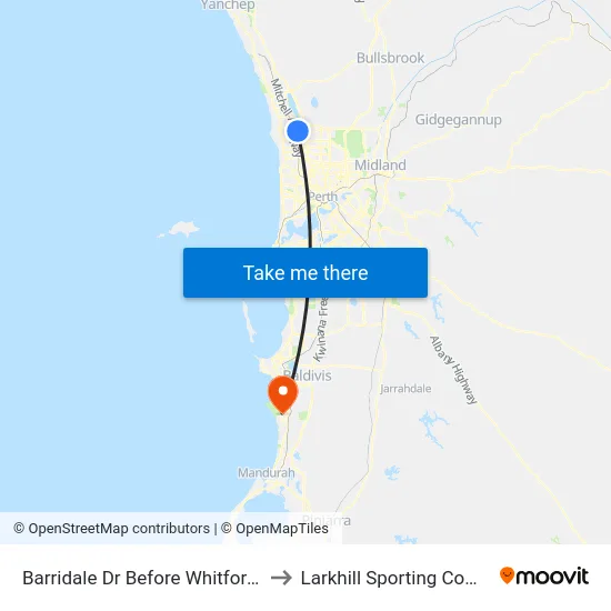 Barridale Dr Before Whitfords Av to Larkhill Sporting Complex map