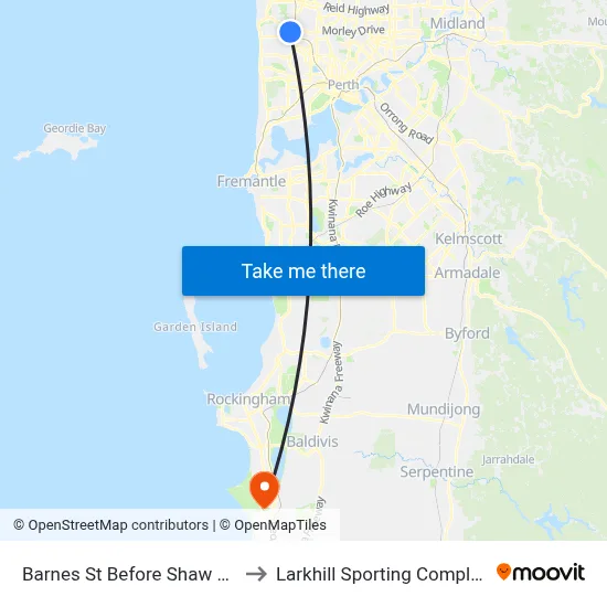 Barnes St Before Shaw Rd to Larkhill Sporting Complex map
