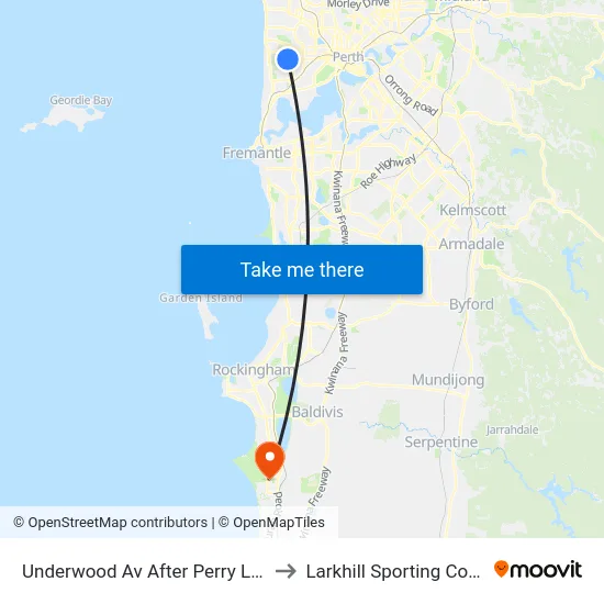 Underwood Av After Perry Lakes Dr to Larkhill Sporting Complex map
