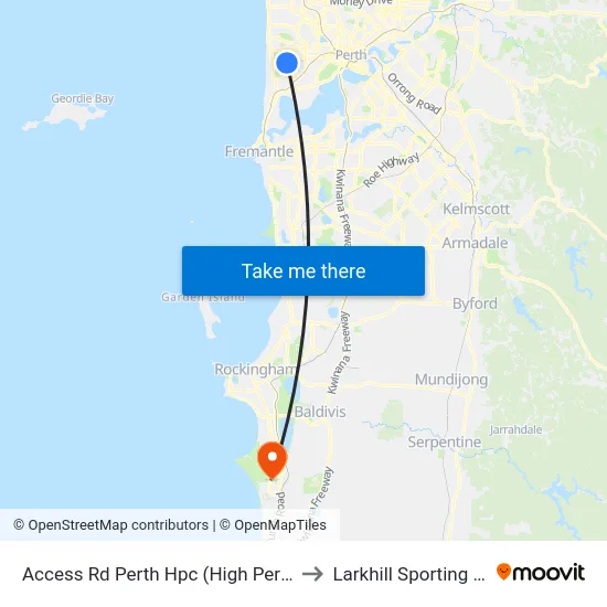 Access Rd Perth Hpc (High Performance Ctr) to Larkhill Sporting Complex map