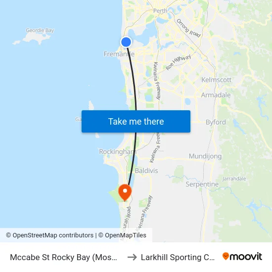 Mccabe St Rocky Bay (Mosman Park) to Larkhill Sporting Complex map