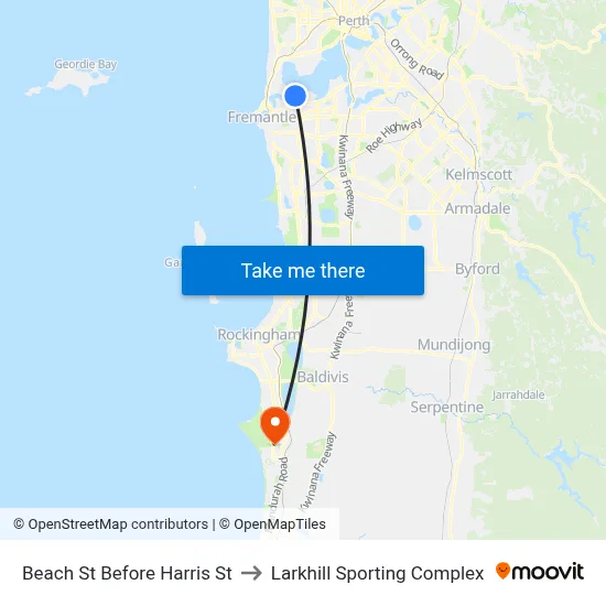 Beach St Before Harris St to Larkhill Sporting Complex map