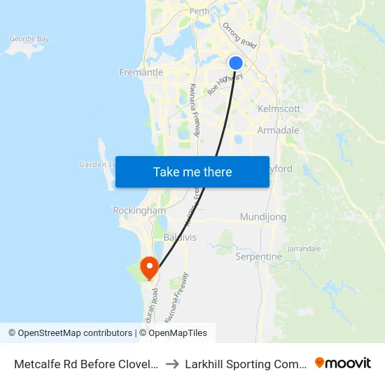 Metcalfe Rd Before Clovelly Cr to Larkhill Sporting Complex map