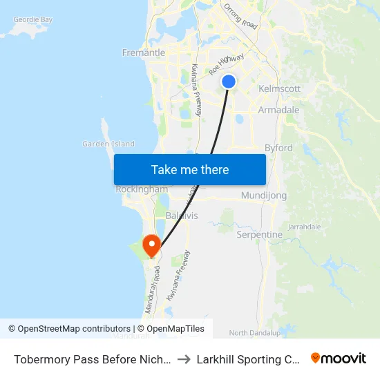 Tobermory Pass Before Nicholson Rd to Larkhill Sporting Complex map