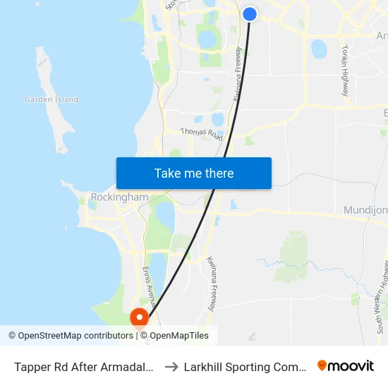 Tapper Rd After Armadale Rd to Larkhill Sporting Complex map