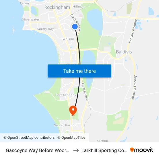 Gascoyne Way Before Wooramel Wy to Larkhill Sporting Complex map