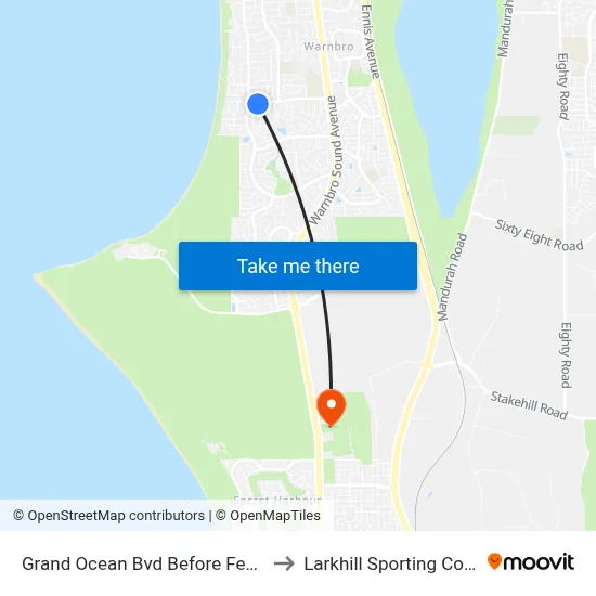Grand Ocean Bvd Before Fendam St to Larkhill Sporting Complex map