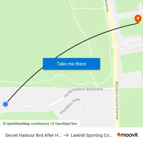 Secret Harbour Bvd After Horta L to Larkhill Sporting Complex map