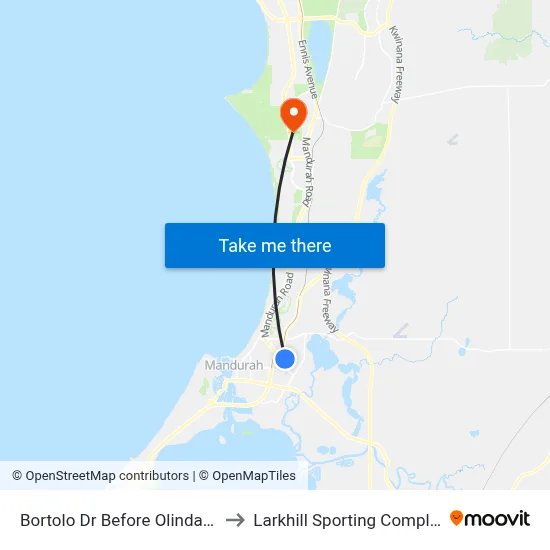Bortolo Dr Before Olinda Ct to Larkhill Sporting Complex map
