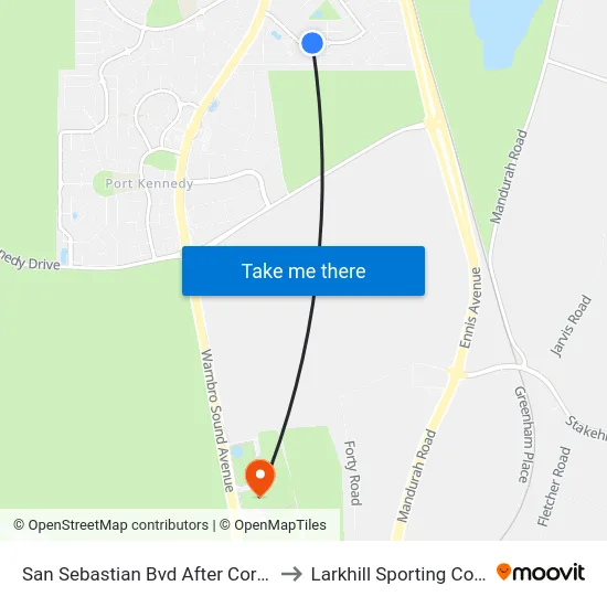 San Sebastian Bvd After Cordoba Av to Larkhill Sporting Complex map