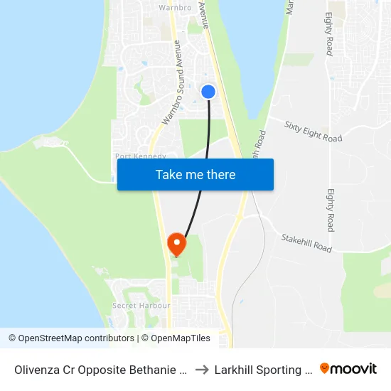 Olivenza Cr Opposite Bethanie Waters Village to Larkhill Sporting Complex map