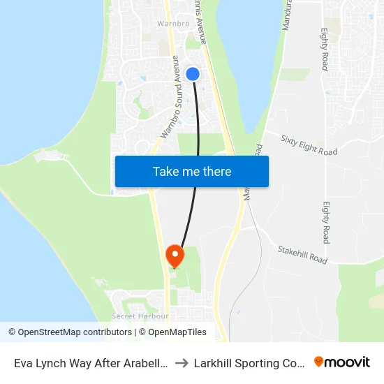 Eva Lynch Way After Arabella Mndr to Larkhill Sporting Complex map