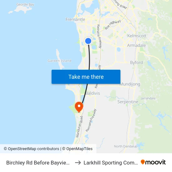 Birchley Rd Before Bayview Tce to Larkhill Sporting Complex map