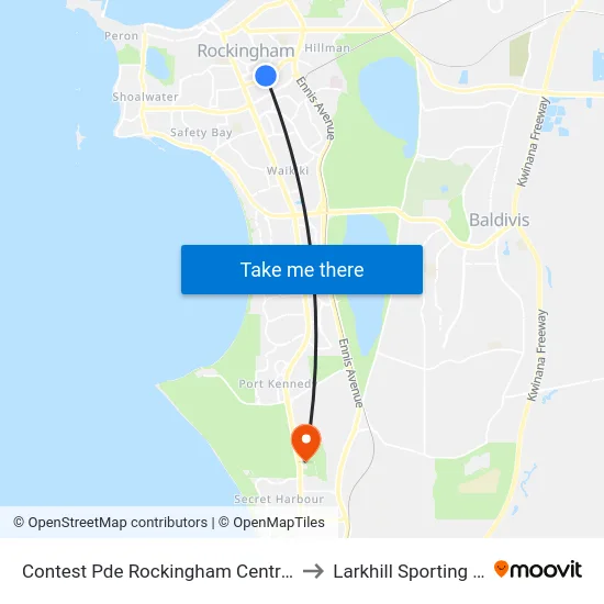 Contest Pde Rockingham Centre Shopping Ctr to Larkhill Sporting Complex map
