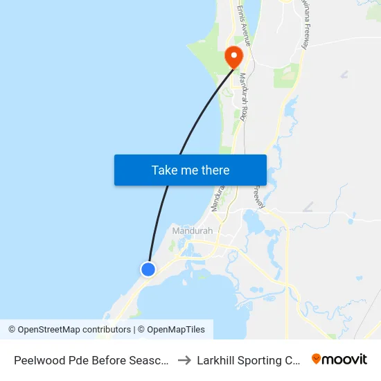 Peelwood Pde Before Seascapes Bvd to Larkhill Sporting Complex map