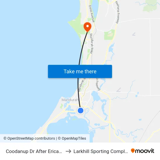 Coodanup Dr After Erica St to Larkhill Sporting Complex map