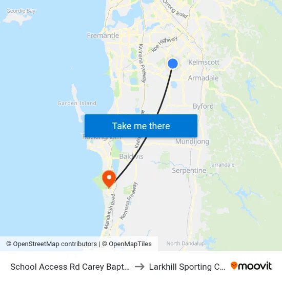 School Access Rd Carey Baptist College to Larkhill Sporting Complex map