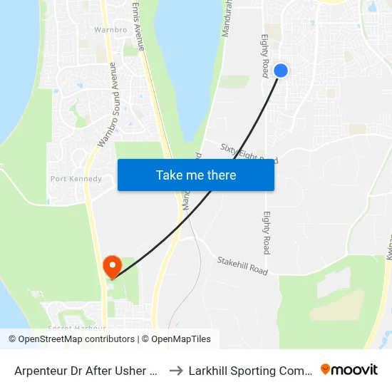 Arpenteur Dr After Usher Mndr to Larkhill Sporting Complex map