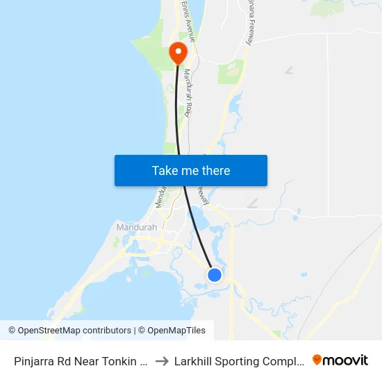 Pinjarra Rd Near Tonkin Dr to Larkhill Sporting Complex map
