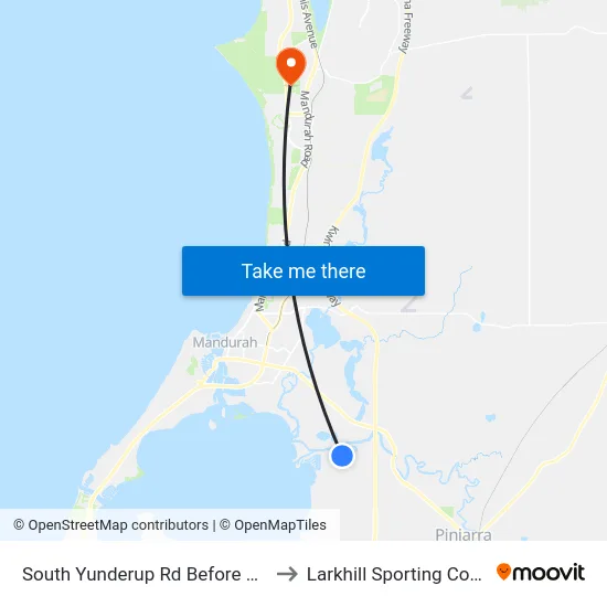 South Yunderup Rd Before Delta Dr to Larkhill Sporting Complex map
